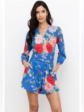 🌸 Yumi Kim Liz Floral Romper in "Komodo Azure” Sz XS